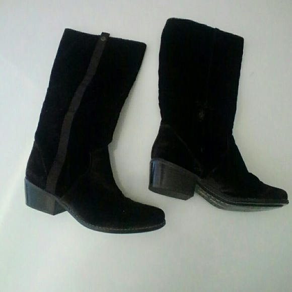 Libby Edelman Shoes - Velvet Dark Brown to Gold Equestrian Boots